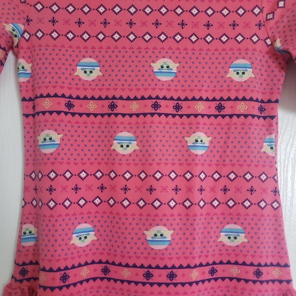 Star Wars Girls Size 10/12 Pink Baby Yoda Patterned Kids Dress - Picture 2 of 8